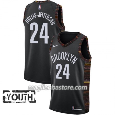 Maglia NBA Brooklyn Nets Rondae Hollis-Jefferson 24 2018-19 Nike City Edition Nero Swingman - Bambino